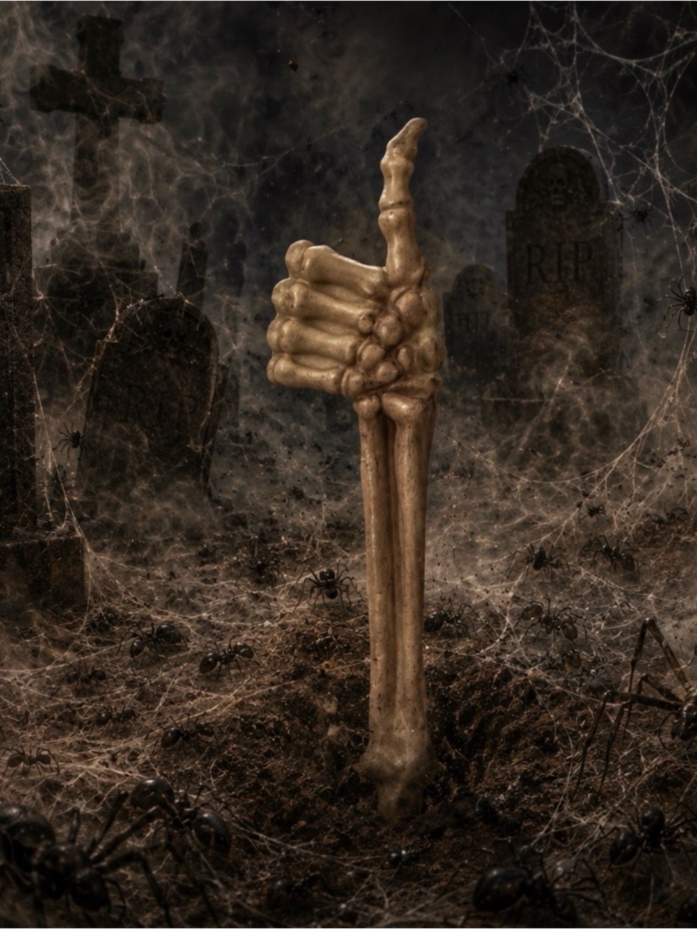 Halloween Rising Skeleton Hand Decoration - Beige PICK 1 - Picture 4 of 9